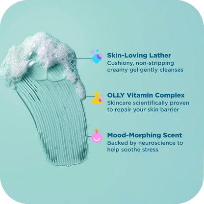 OLLY Calm Body Wash Eucalyptus Amber 17oz with Hyaluronic Acid