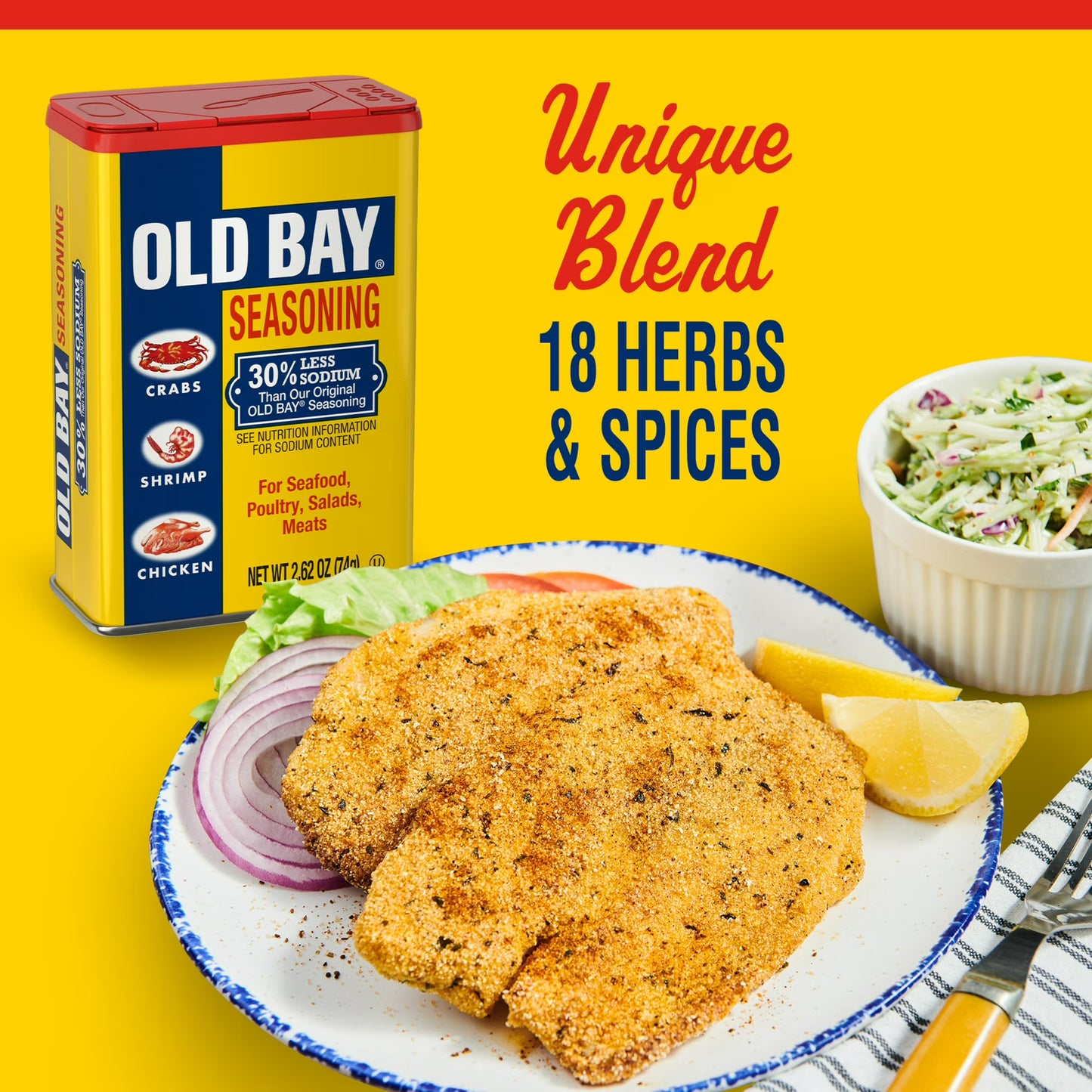 OLD BAY Kosher Less Sodium Seasoning, 2.62 oz Can