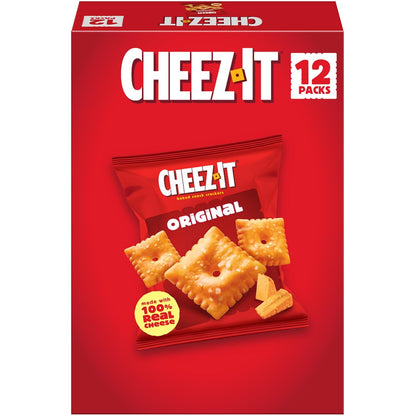 Cheez-It Baked Snack Cheese Crackers, Original, Single Serve, 1 oz Bags (12 Count)