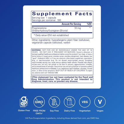 Pure Encapsulations Pregnenolone 10 mg, 180 Capsules