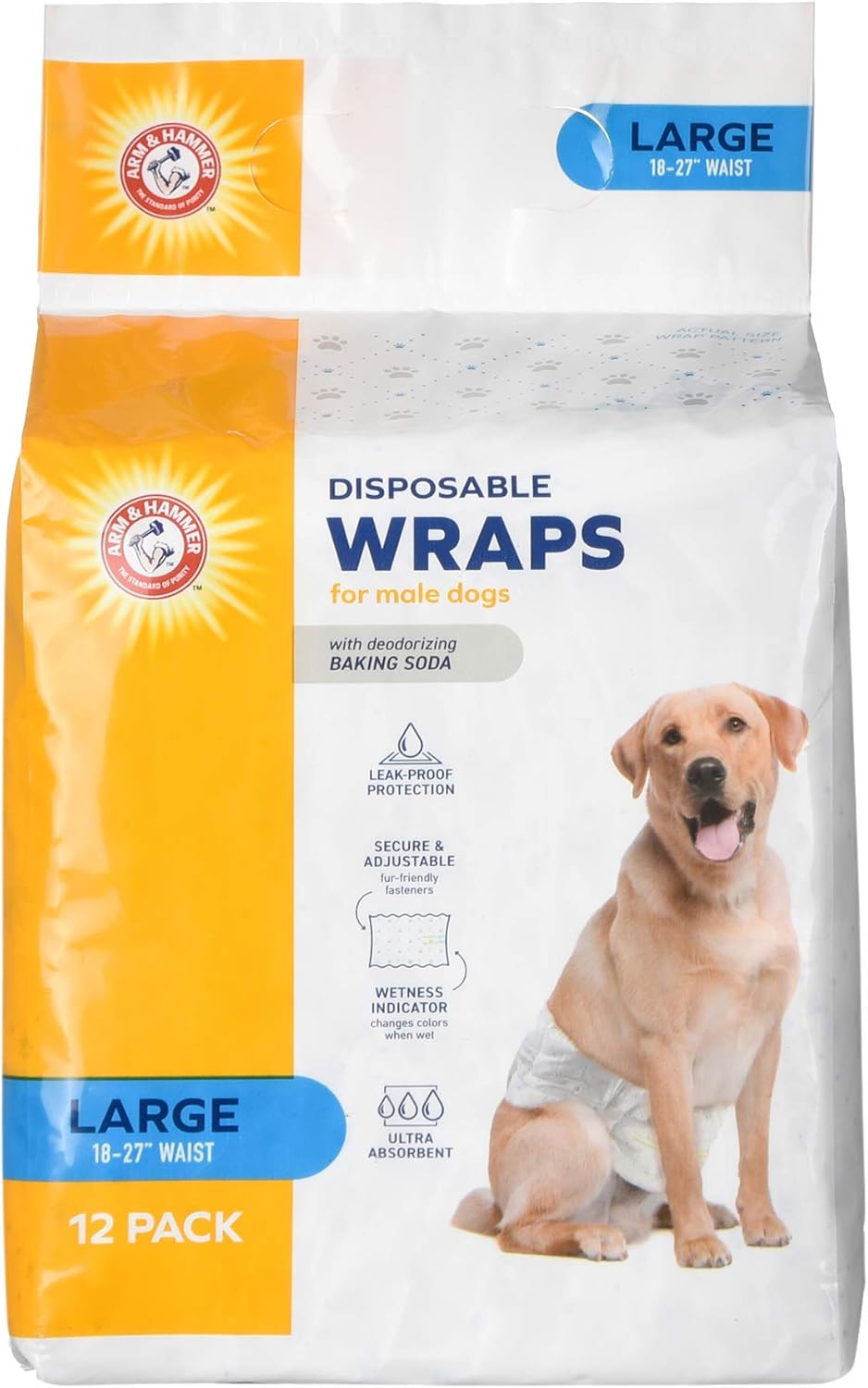 Arm & Hammer, Disposable Dog Diapers, Baking Soda, Large, 12 Count, 2 Pack