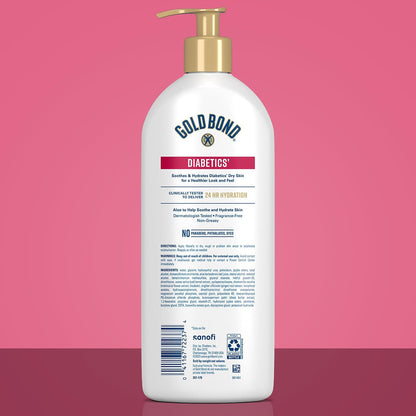 Gold Bond Diabetic Body Lotion for Dry Skin, Value Size, 21 Oz | Hydrating lotion with Vitamin E & aloe to soothe & moisturize flaky, rough skin, formulated for diabetics' skin