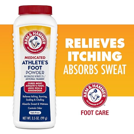 Arm & Hammer Medicated Athlete's Foot Powder, Antifungal, 3.5 oz, 4 Pack