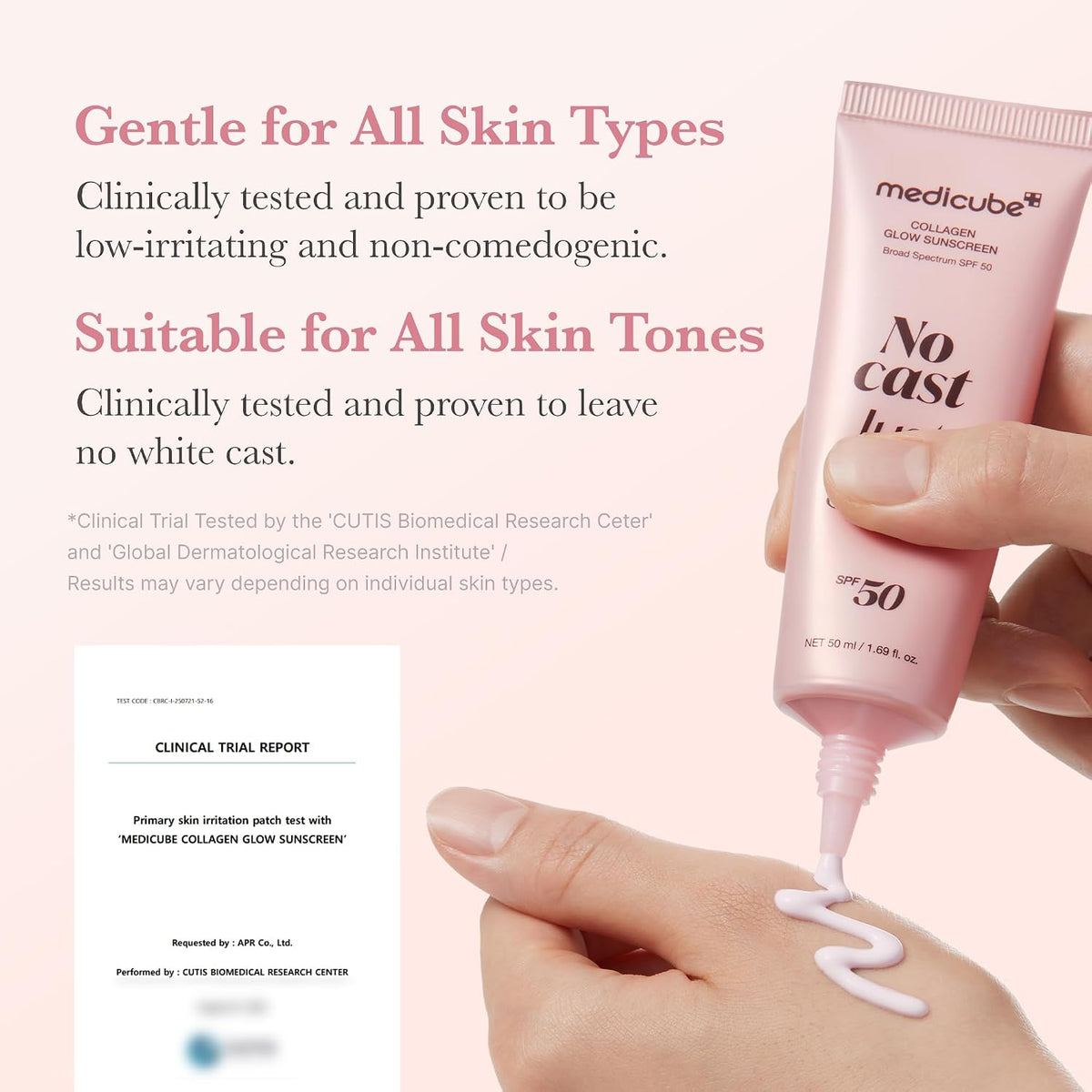 medicube Sunscreen No Cast Just Glow Collagen | SPF 50 Broad Spectrum Face Sunscreen | Lightweight, Non-Sticky, Hydrating Formula | Peptide, Cica for Soothing & Glow | Korean Skincare (Pack of 2)