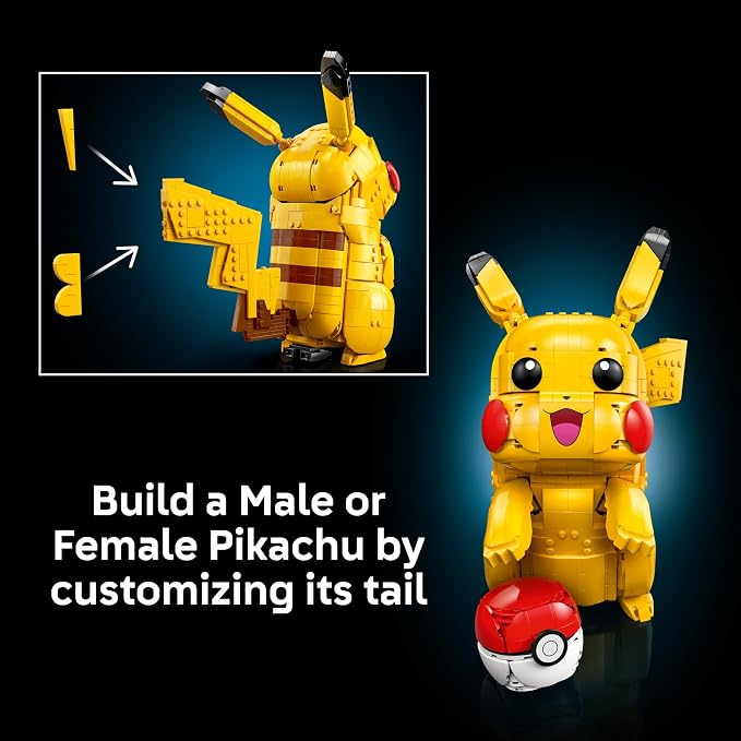 LEGO Pokémon Pikachu and Poké Ball - Collectible Building Sets for Adults, Ages 18+ - Pokémon Figure for Display - Desk, Shelf or Office Decor - Gift for Men & Women - 72152