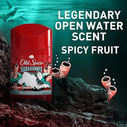 Old Spice Antiperspirant Deodorant for Men, 24/7 Sweat & Odor Protection, Aluminum-Based, Long Lasting Fresh Scent (Open Water/Sharkhammer), 73 g (1 Pack)