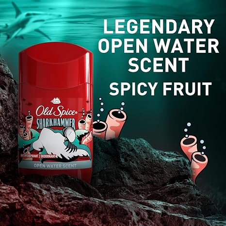 Old Spice Sharkhammer Antiperspirant Deodorant for Men, Open Water Scent, 48H Sweat & Odor Protection, 73g, Pack of 12