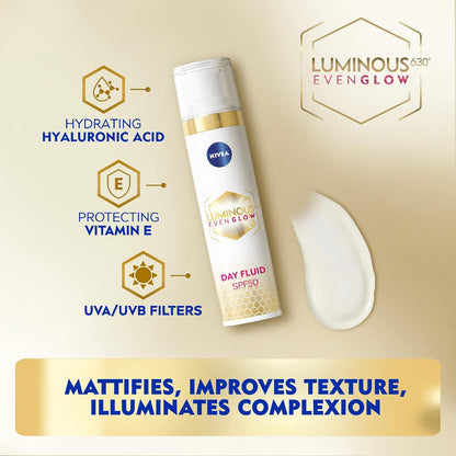 NIVEA Cellular Luminous 630 Face Care Set – Daily Facial Cream 40 ml (1.35 fl oz) and Facial Serum 30 ml (1.01 fl oz) – Lightweight Cosmetic Skincare Duo for Everyday Beauty Routine, Gift Box Set