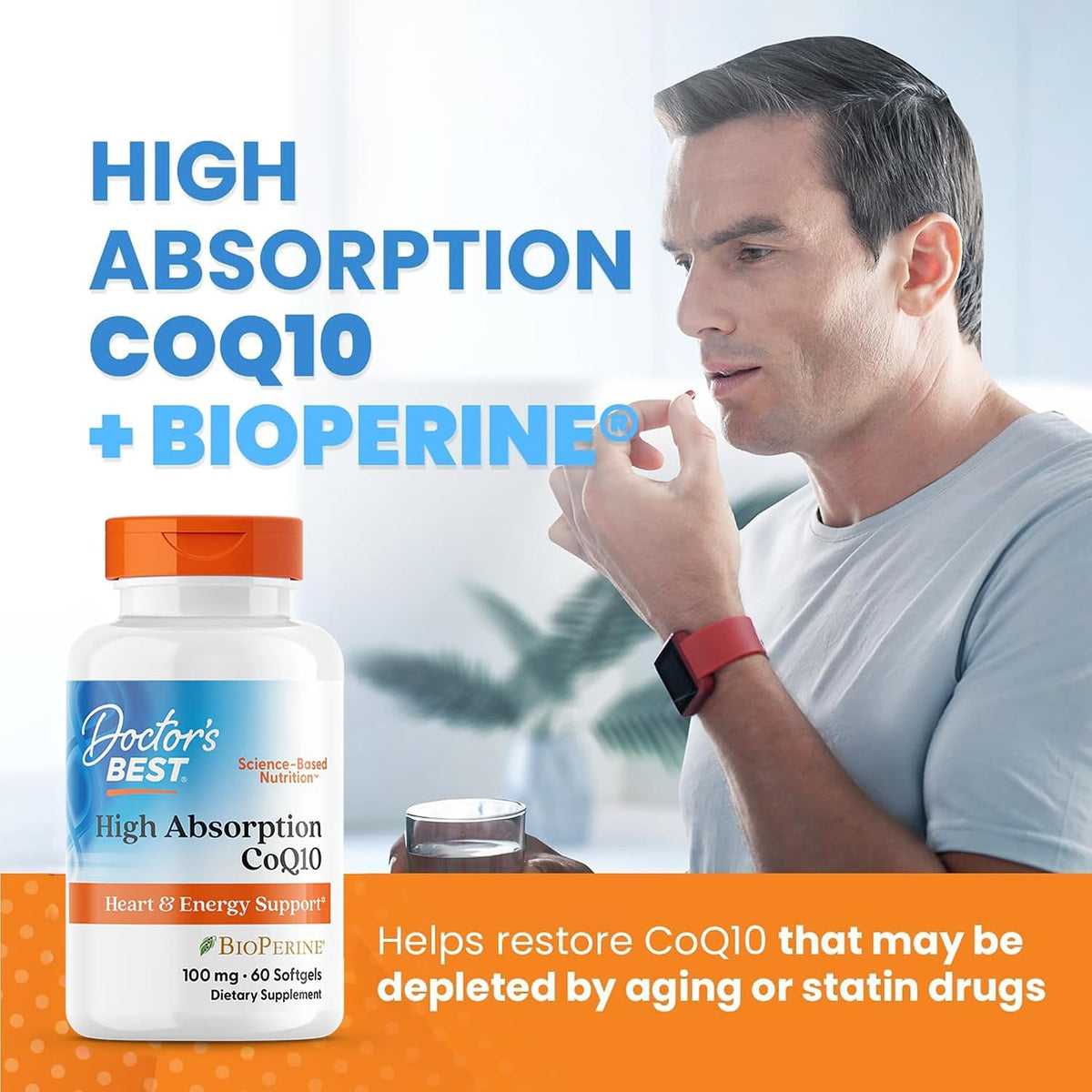 Doctor's Best High Absorption CoQ10 with BioPerine Supplement, 120 Softgels