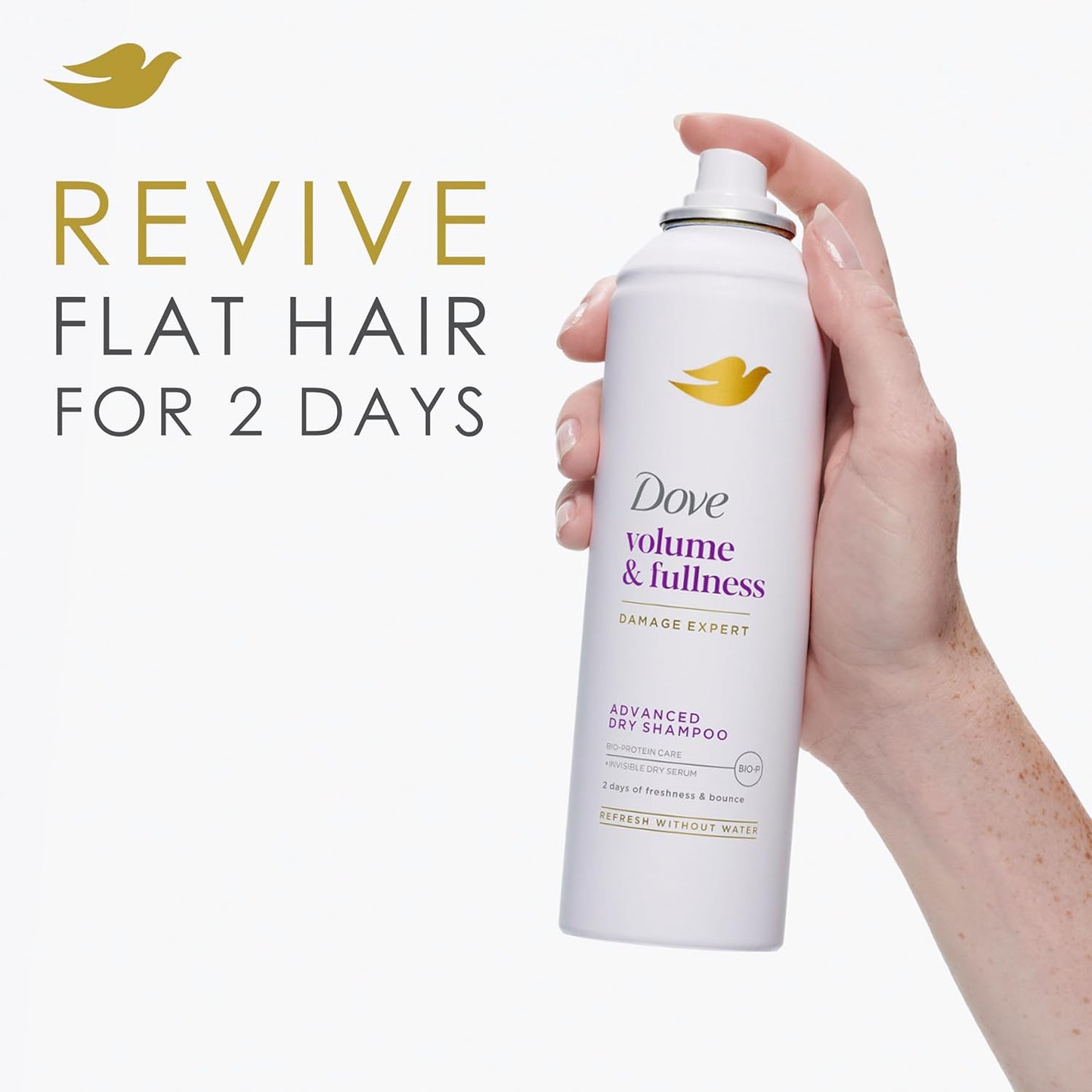 Dove Dry Shampoo Spray, Volume & Fullness, Absorbs Oil to Refresh Hair Without Washing, 5 oz (2-Pack)