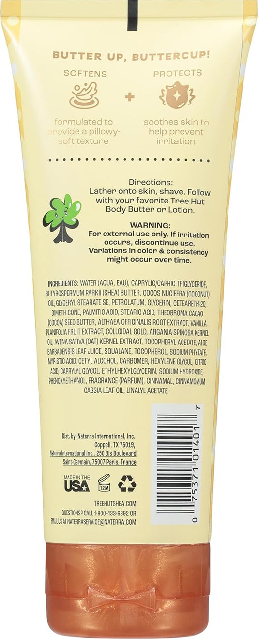 Tree Hut Whipped Shave Butter Vanilla, Hydrating & Nourishing Shave Cream with Shea Butter & Aloe, Smooth Glide for Silky Skin, Warm Cozy Scent, 7 Fl Oz