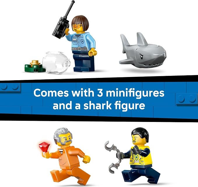 LEGO City Police Boat Chase Building Toy for Kids - Pretend Play Set for Boys & Girls, Ages 6+ - Building Blocks W/ 2 Floating Boat Toys for Playtime & Bath Time - Gift Idea for Birthdays- 60456