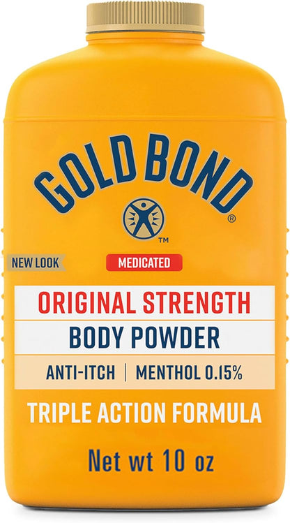 Gold Bond Medicated Body Powder, Anti-Itch, Absorbs & Cools, 10 Oz | Odor & Wetness Control, medicated powder for women and men, cooling relief, talc free powder, 0.15% menthol,Original Strength