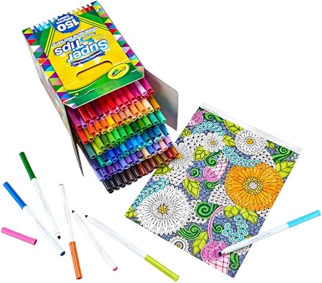 Crayola Super Tips Marker Set (150ct), Teacher Classroom Must Haves, Homeschool Supplies, 2-in-1 Fine Point & Broad Line Markers for Kids, 3+ | Teacher Classroom Must Haves, Homeschool Supplies, 2-in-1 Fine Point & Broad Line Markers for Kids, 3+