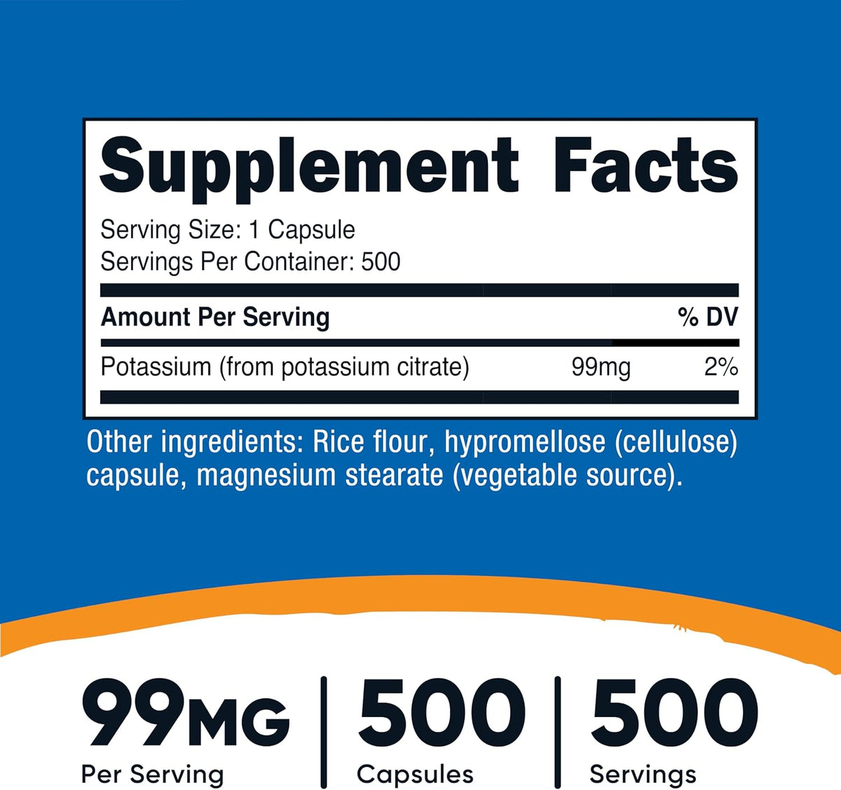 Nutricost Potassium Citrate 99mg, 500 Capsules (Pack of 2)