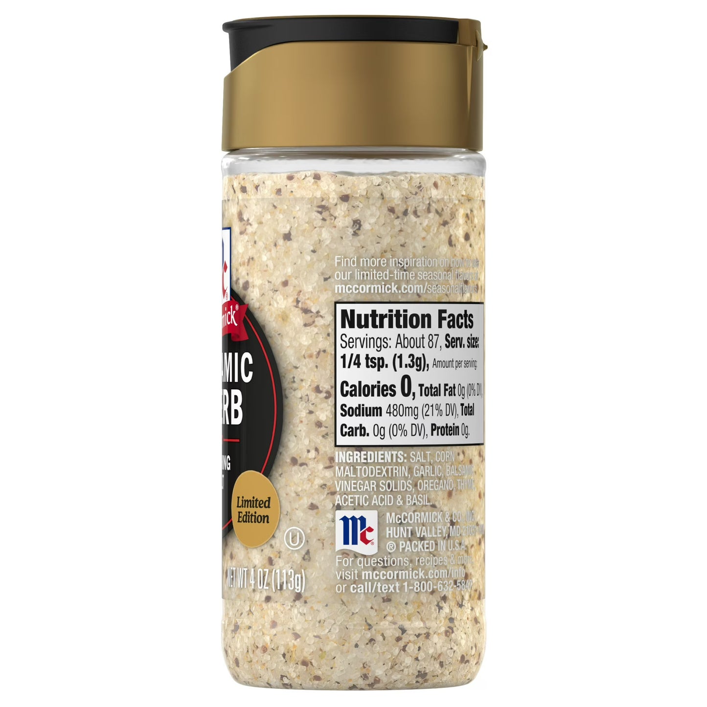 McCormick Balsamic & Herb Finishing Salt, 4.0 oz Bottle