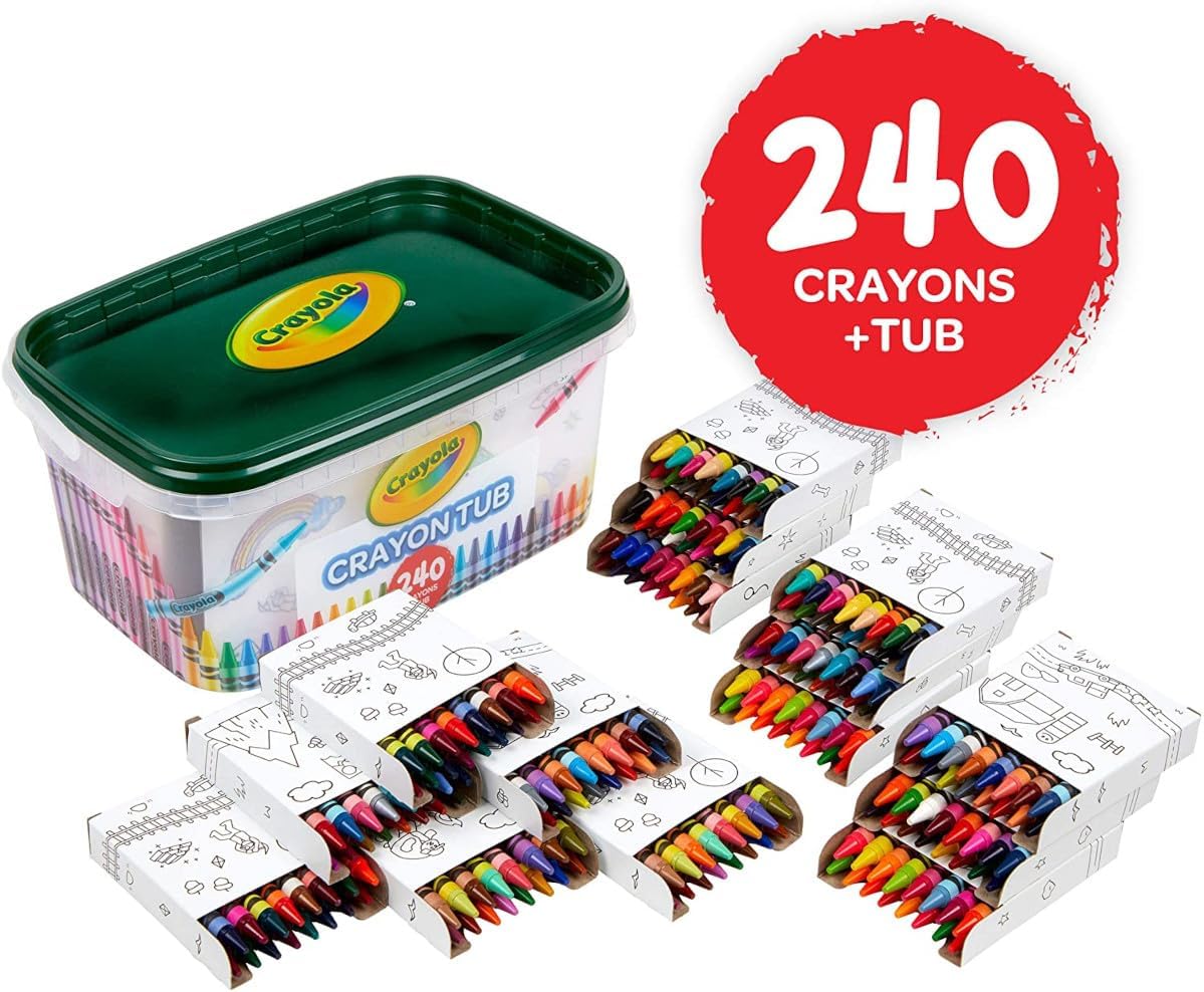 Crayola Crayon Tub (240ct), Bulk Crayons for Kids, Spring Craft Supplies, Classroom Coloring Gifts for Kids & Toddlers, Ages 3+