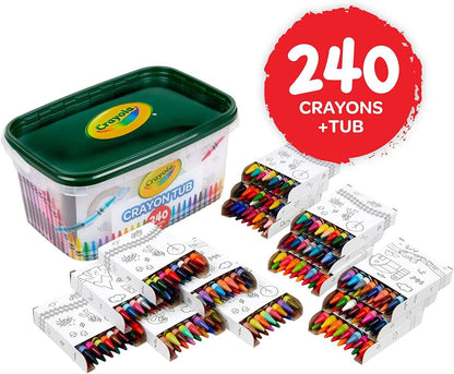 Crayola Crayon Tub (240ct), Bulk Crayons for Kids, Spring Craft Supplies, Classroom Coloring Gifts for Kids & Toddlers, Ages 3+