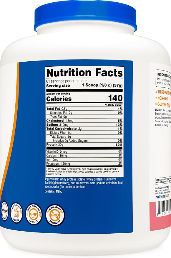 Nutricost Whey Protein Isolate (Strawberry Milkshake) 5LBS