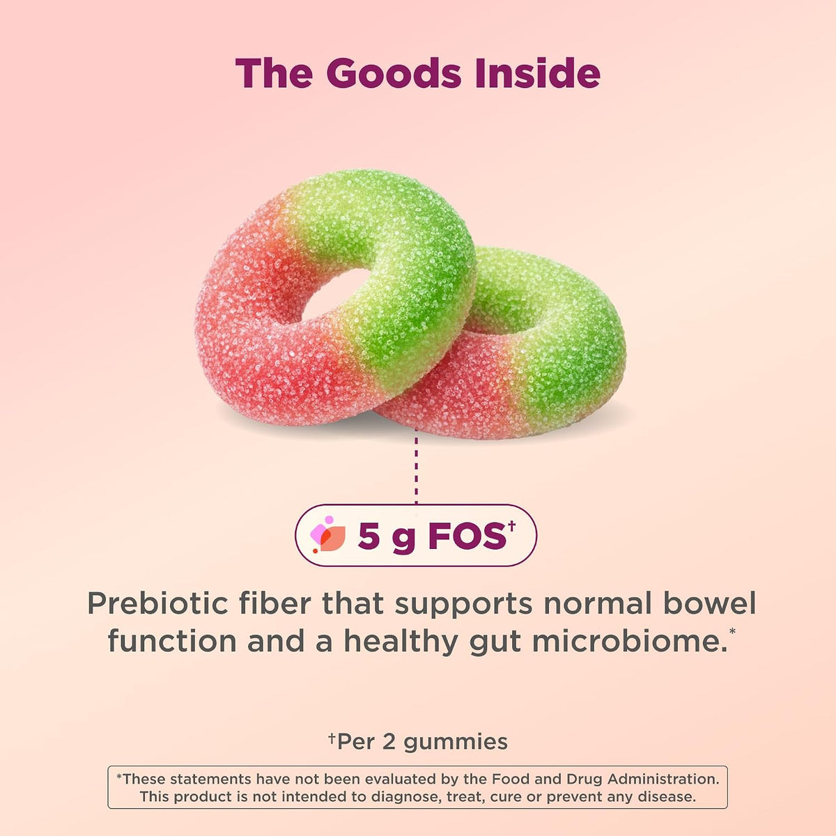 OLLY Fiber Gummy Rings Digestive Health Supplement, Berry Melon - 100 Count
