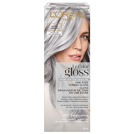 L’Oreal Paris Le Color Gloss One Step In-Shower Toning Hair Gloss, Neutralizes Brass, Conditions & Boosts Shine, Silver, 4 Ounce
