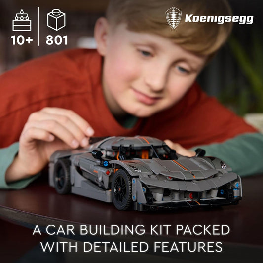LEGO Technic Koenigsegg Jesko Absolut Grey Hypercar, Sports Car Building Set for Boys and Girls, Vehicle Racing for Kids, Buildable Model Kit, Sport Car Toy, Motor Enthusiasts’ Gift, 42173