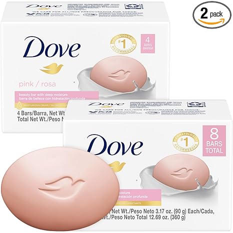 Dove Soap, Pink Beauty Bar 2-Pack – 3-in-1 Moisturizing Face, Body & Hand Soap, 3.17 Oz Ea