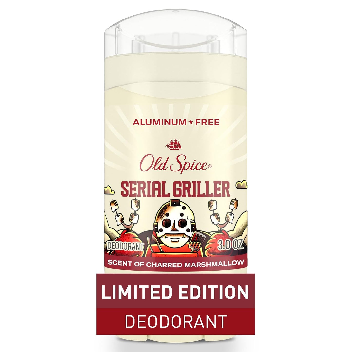 Old Spice Aluminum Free Deodorant for Men, Summerdudes, 24/7 Odor Protection w/Daily Use, 24/7 Sunny Freshness & Long Lasting Scent, Smooth Glide, Serial Griller with Charred Marshmallow Scent, 3.0 oz