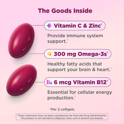 OLLY Ultra Women's Multi Softgels,Overall Health and Immune Support,Omega-3s,Iron,Vitamins A,D,C,E,B12,Daily Multivitamin,30 Day Supply -,60 Count (Pack of 2)