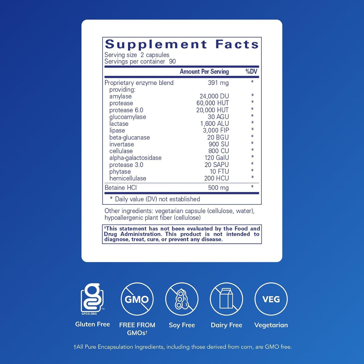 Pure Encapsulations Digestive Enzymes Ultra with Betaine HCl, 180 Capsules