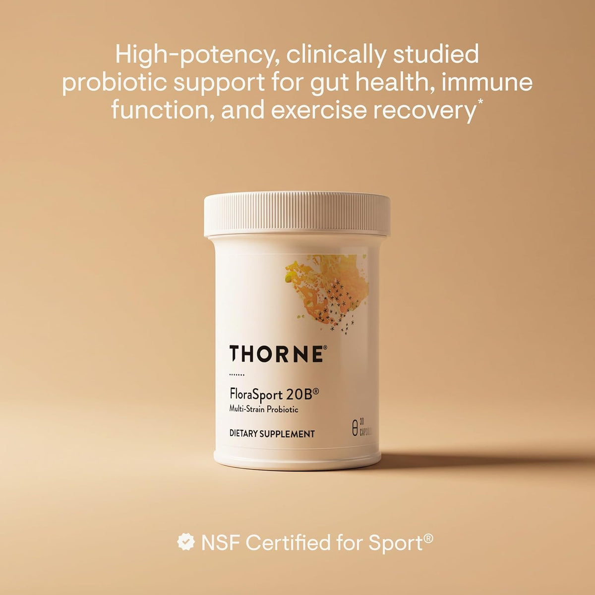 THORNE - FloraSport 20B - Shelf-Stable Probiotic Blend - Supports Gut, Immune & Digestive Health - Occasional Gas, Bloating, Diarrhea & Constipation Relief* - NSF Certified for Sport - 30 Capsules