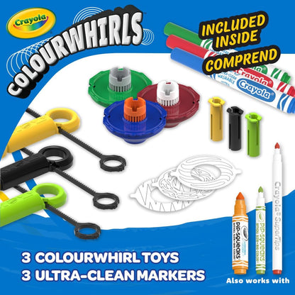 Crayola Colourwhirls (3ct), Spin Art Toy, Battling Spinning Top Toy for Kids, 1 Launcher, Arts & Crafts Kit, Gift for Boys & Girls, Ages 6, 7, 8