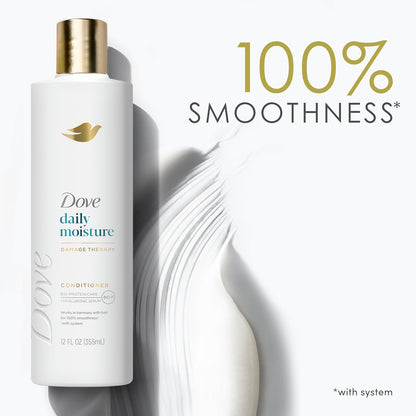 Dove Conditioner Daily Moisture Damage Therapy for Dry Hair with Bio-Protein Care Technology and Hyaluronic Serum 12 Fl Oz