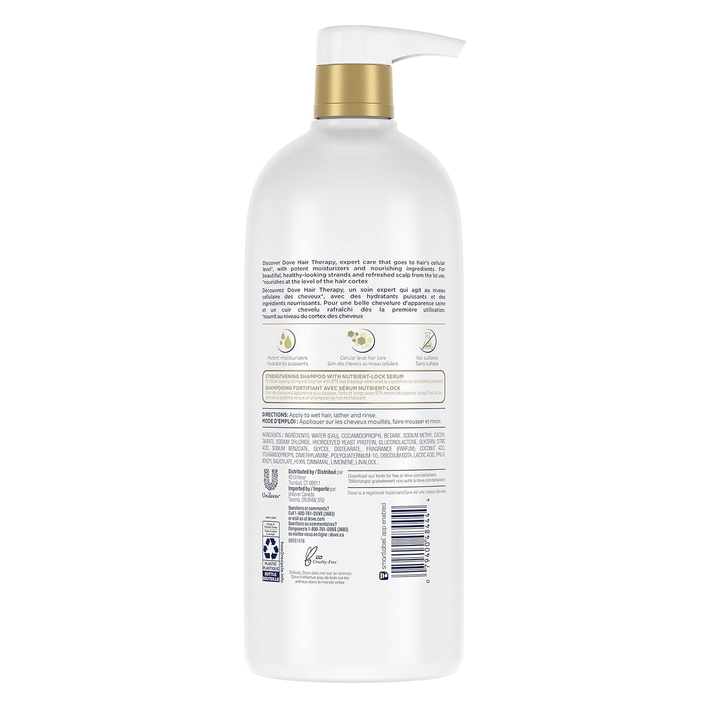 Dove Hair Therapy Shampoo Breakage Remedy for Damaged Hair Hair Shampoo with Nutrient-Lock Serum 33.8 oz