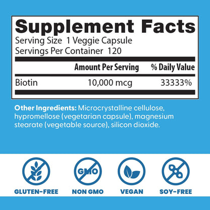 Doctor's Best Biotin Vitamin Supplement 10000 mcg, 120 Veg Caps
