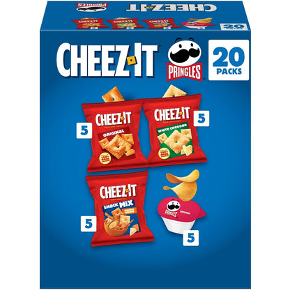 Cheez-It, Pringles Variety Pack Snacks, Lunch Snacks, Family Size (20 Packs)