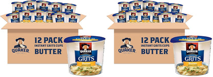 Quaker Instant Grits,Butter Flavor,Breakfast Cereal 1.48 Ounce,(Pack of 24)