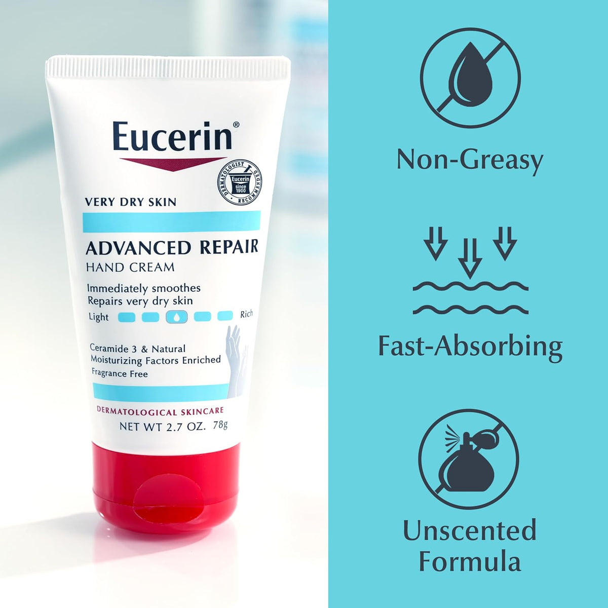 Eucerin Advanced Repair Hand Cream, Urea Enriched, Multipack, 3 x 2.7 OZ