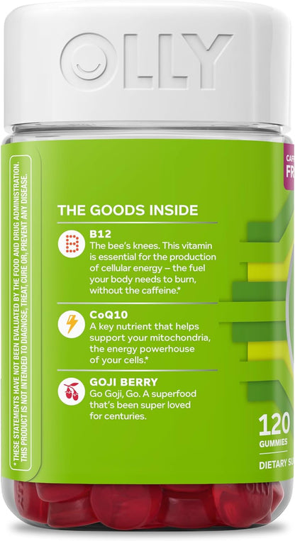 OLLY Daily Energy, Caffeine Free, 300 mcg Vitamin B12, CoQ10-120 Count