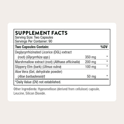 THORNE GI Relief, DGL, Slippery Elm, Marshmallow Root & Aloe, 180 Capsules