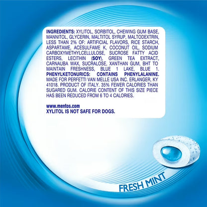 Mentos Pure Fresh Gum Fresh Mint 15 Piece Pocket Bottle - Pack of 10