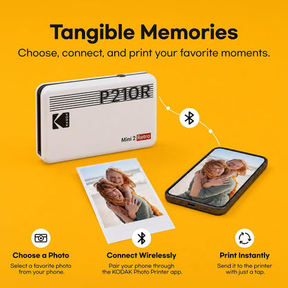 KODAK Mini 2 Retro 2x3 Portable Photo Printer, 4PASS, 38 Sheets, Yellow