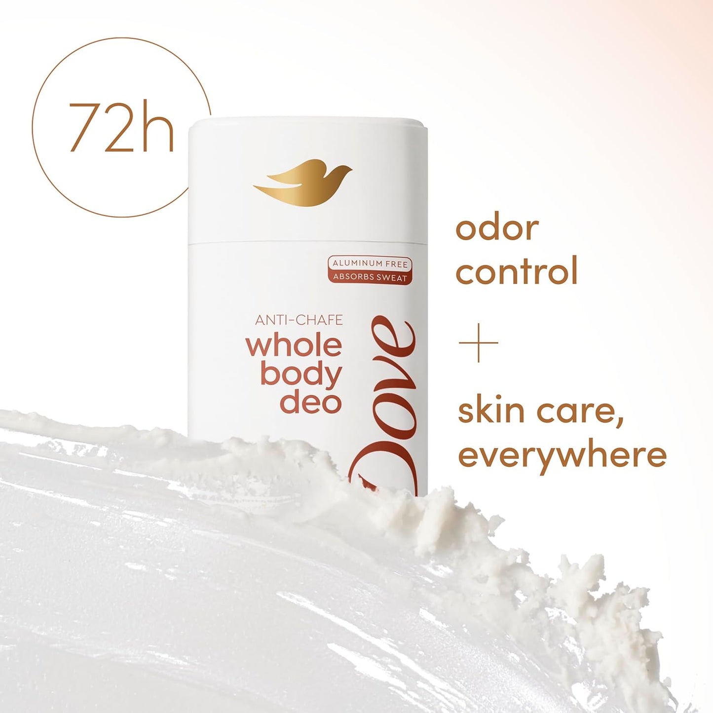 Dove Whole Body Deodorant Stick for Women, Anti-Chafe, Coconut Vanilla, 2.4 oz
