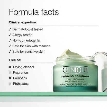 Clinique Redness Solutions Daily Relief Cream with Microbiome Technology,1.7 Fl Oz,(Pack of 2)