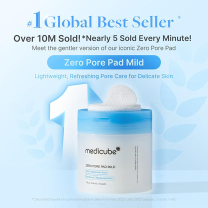 medicube Toner Pads Zero Pore Pad Mild 2.0, Gentle Exfoliation & Pore Care