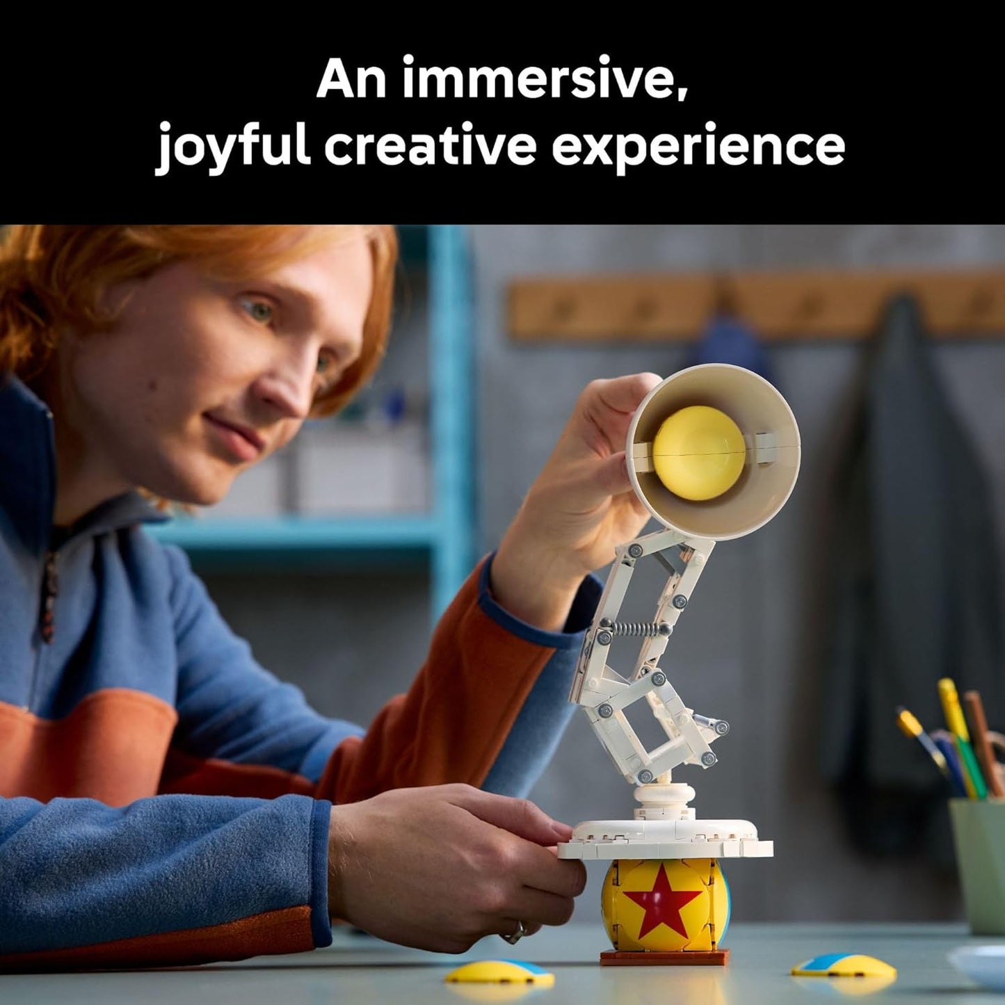LEGO Ideas Disney Pixar Luxo Jr. - Room Decor and Building Set for Adults - Office and Desk Decor for Women and Men, Ages 18+ - Brick-Built Lamp DIY Kit - Collectible Gift Idea for Movie Fans - 21357