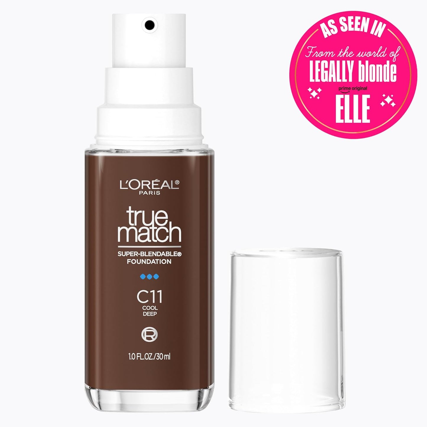 L'Oreal Paris True Match Super-Blendable Foundation, Medium Coverage Liquid Foundation Makeup, C11, Deep, 1 Fl Oz