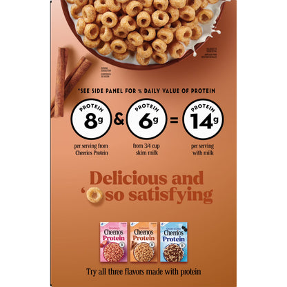 Cheerios Protein Cereal, Cinnamon, 8g Protein, Family Size, 15 oz