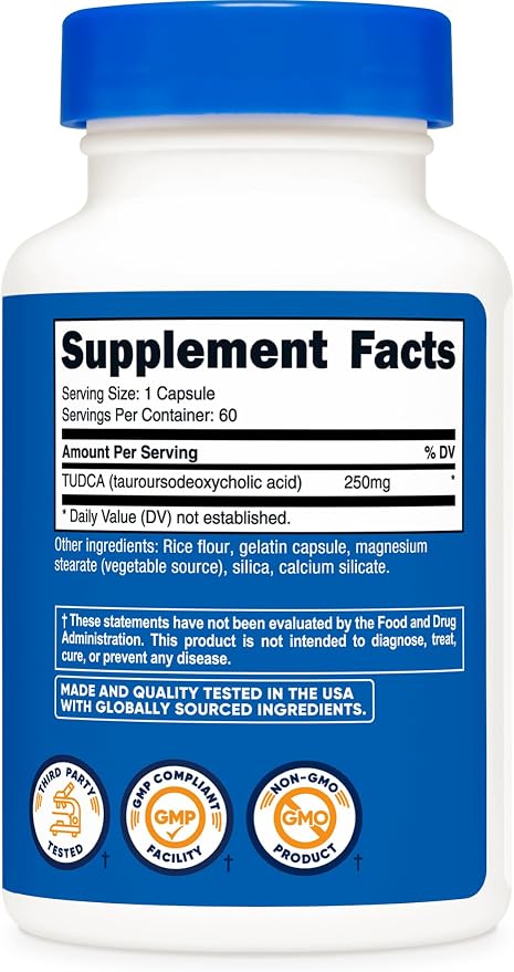 Nutricost Tudca 250mg, 60 Capsules (Tauroursodeoxycholic Acid) Gluten Free