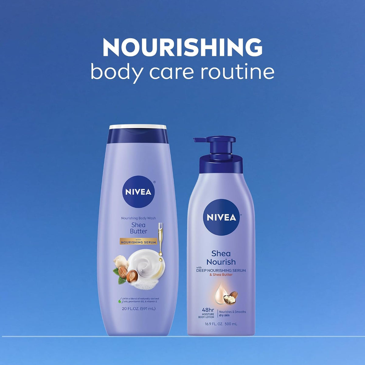 NIVEA Nourishing Shea Butter Body Wash, Nourishing Serum, 20 FL OZ